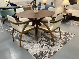 VIG Furniture Prospect Walnut 59" Round Dining Table With Sunburst Veneer, Beveled Edge & Solid Wood Base — Seats 6 VGMAMIT-5276-2