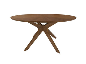 VIG Furniture Prospect 47" Round Walnut Dining Table With Sunburst Veneer Top & Crossed Wood Base Seats 4 VGMAMIT-5276-3