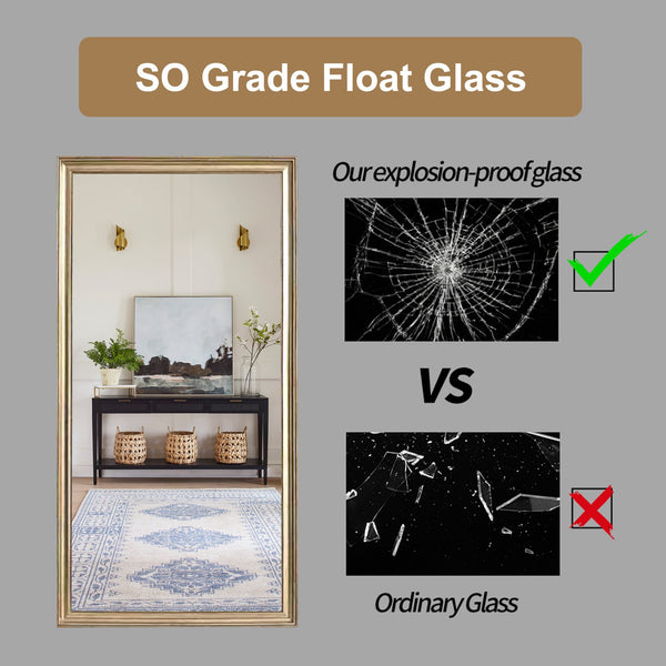 English Elm 32*70inch full-body mirror with faux wood frame, shatterproof backing, versatile mounting for home and store W2709P242465