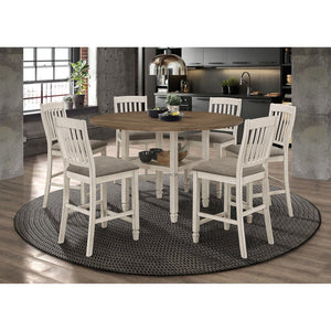 English Elm Bentley 7-Piece Counter-Height Dining Set: Rustic Cream & Nutmeg With Storage For Modern Homes B062S01035