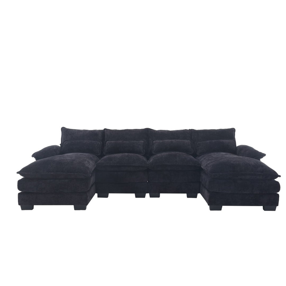 English Elm United U-Shaped Sectional Sofa - Oversized Four-Seater With Soft Chenille, Durable Wood Frame & Comfort W1568S00134-GIGA