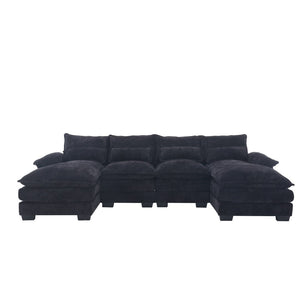 English Elm United U-Shaped Sectional Sofa - Oversized Four-Seater With Soft Chenille, Durable Wood Frame & Comfort W1568S00134-GIGA