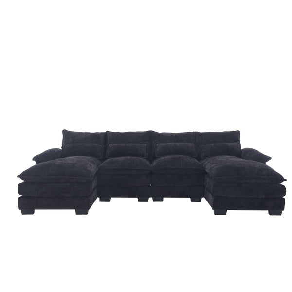 English Elm United U-Shaped Sectional Sofa - Oversized Four-Seater With Soft Chenille, Durable Wood Frame & Comfort W1568S00134-GIGA