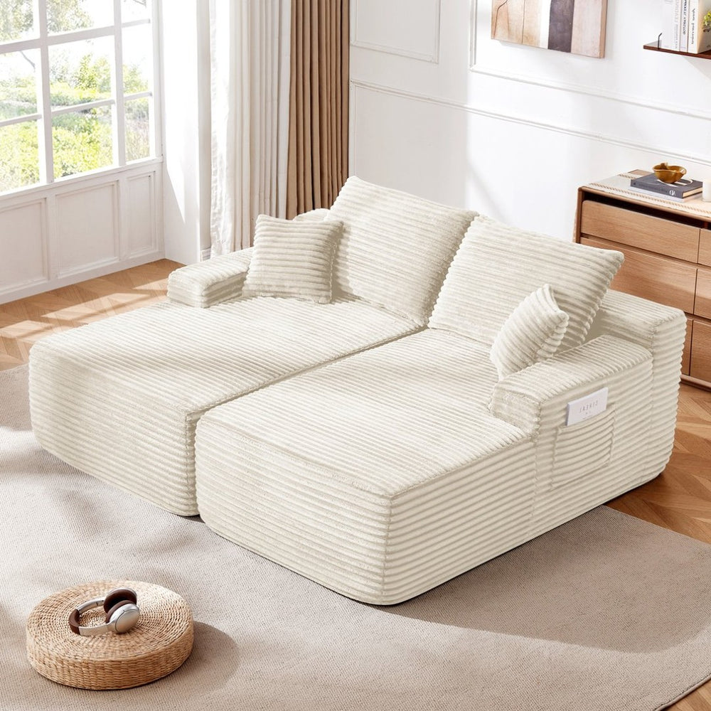 English Elm 75"cloud Plush Fabric Double Chaise Sectional Deep Seat Sofa for Modern Living Room W3975S00056
