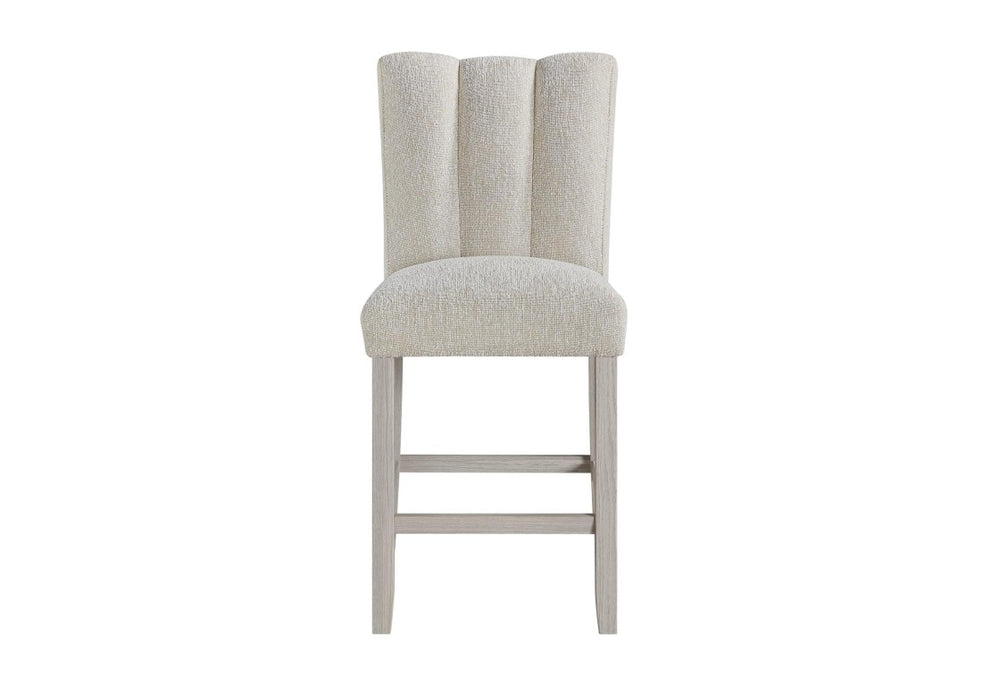 HomeRoots Set of Two Beige Upholstered Solid Wood Barstools for Kitchen or Dining Areas 766527