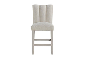 HomeRoots Set of Two Beige Upholstered Solid Wood Barstools for Kitchen or Dining Areas 766527