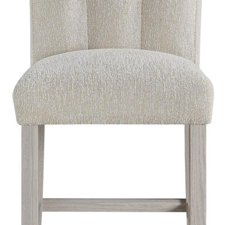 HomeRoots Set of Two Beige Upholstered Solid Wood Barstools for Kitchen or Dining Areas 766527