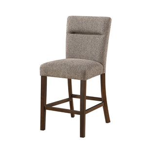 Set of Two Solid Wood Counter Height Stools Warm Toned Rustic Kitchen Seating