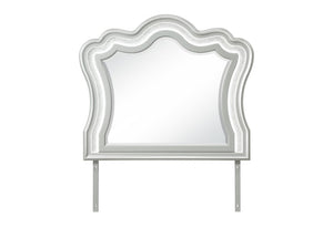 HomeRoots 42 Inch Silver Wooden Vanity Mirror with Crown Molding and Integrated Lighting Accent 766537