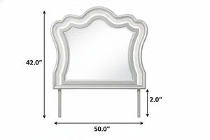 42 Inch Silver Wooden Vanity Mirror with Crown Molding and Integrated Lighting Accent