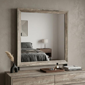 39 Inch Solid Wood Dresser with Mounted Frame Mirror for Elegant Bedroom Storage