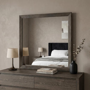 39 Inch Solid Wood Dresser with Mounted Frame Mirror for Elegant Bedroom Storage
