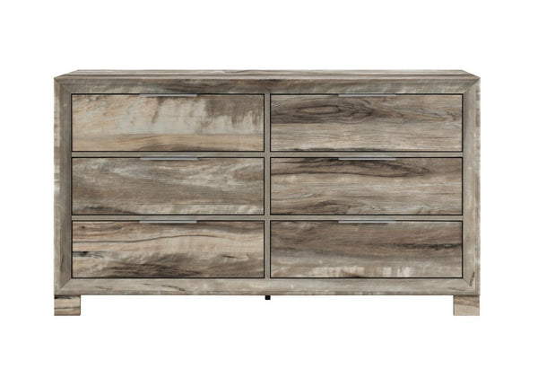 59 Inch Wide Six Drawer Solid Wood Double Dresser for Spacious Bedroom Storage and Organization