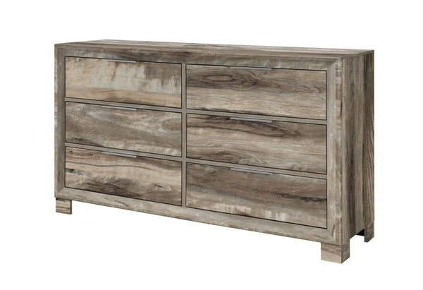 59 Inch Wide Six Drawer Solid Wood Double Dresser for Spacious Bedroom Storage and Organization