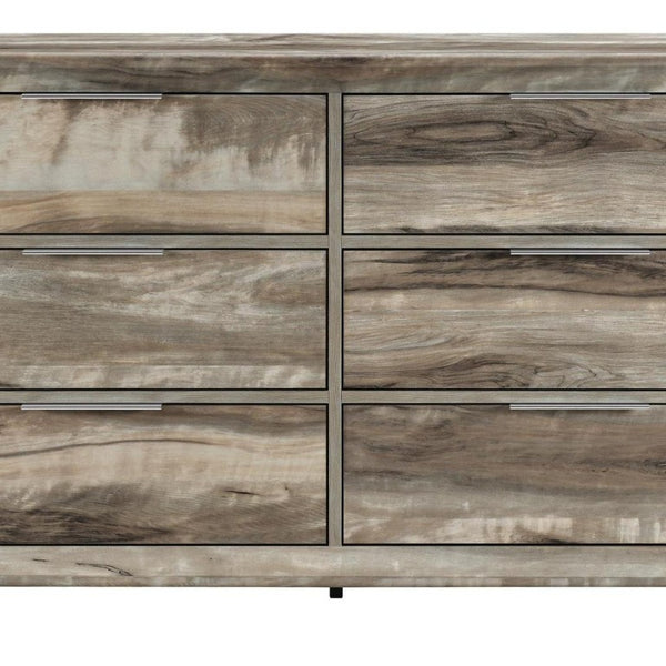 59 Inch Wide Six Drawer Solid Wood Double Dresser for Spacious Bedroom Storage and Organization