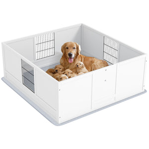 English Elm Pawhut Whelping Box For Large Dogs With Waterproof Pad, Adjustable Access, Safe & Comfortable Space W2225P249983-GIGA