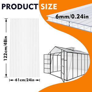 English Elm 4' 4ft Twin Wall Polycarbonate Panels Uv Blocking Insulated Greenhouse Roofing 10 Pack W3213P458684