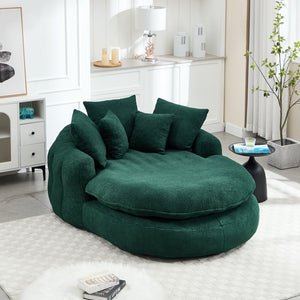 English Elm Oversized Memory Foam Chenille Bean Bag Sofa with Ergonomic Back Support, 3 Large & 2 Small Pillows Emerald W395P359413