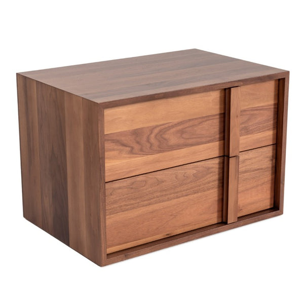 VIG Furniture Berlin Mid-Century Walnut Nightstand With Two Soft-Close Drawers, Integrated Wood Pulls & Fully Assembled VGMABR-92-NS