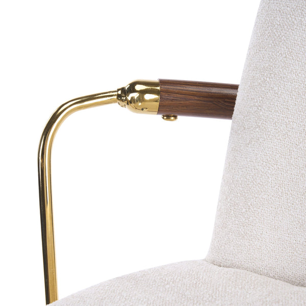 English Elm Christopher Knight Home® - Chaya Upholstered Bar Stool Set of 2 — Walnut Metal Frame, Beige Padded Seats, Gold Armrest Luxury Finish N775P340830B