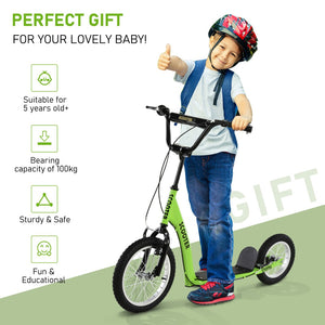 English Elm Aosom Kids Kick Scooter Steel Frame Inflatable Wheels Adjustable Handlebar Ages 5 Up W2225P249784
