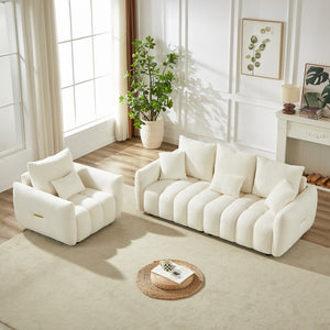 English Elm 3 Seater Teddy Sofa Combo With 1 Seater - Cozy Modern Living Room Furniture, Durable & Stylish! W1193S00160