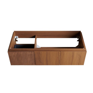 HomeRoots 47 Inch Floating Bathroom Vanity with Double Doors in Rich Brown Wood Finish 766914