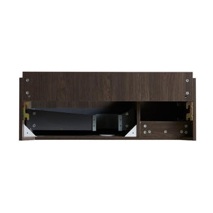 35 Inch Floating Brown Wood Single Door Bathroom Vanity with Modern Storage Cabinet