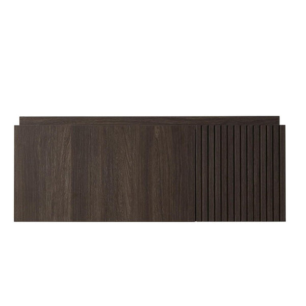 35 Inch Floating Brown Wood Single Door Bathroom Vanity with Modern Storage Cabinet