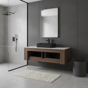 48 Inch Floating Wood Bathroom Vanity with Integrated Basin and Dual Storage Drawers