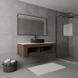 48 Inch Floating Wood Bathroom Vanity with Integrated Basin and Dual Storage Drawers