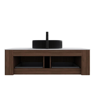 48 Inch Floating Wood Bathroom Vanity with Integrated Basin and Dual Storage Drawers