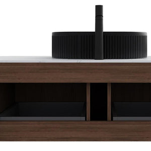 48 Inch Floating Wood Bathroom Vanity with Integrated Basin and Dual Storage Drawers