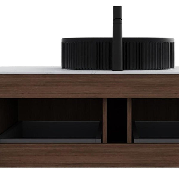 48 Inch Floating Wood Bathroom Vanity with Integrated Basin and Dual Storage Drawers