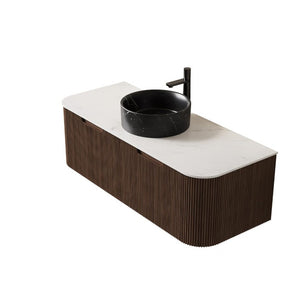 48 Inch Floating Wood Bathroom Vanity with Integrated Basin and Dual Storage Drawers