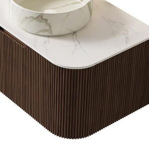 30 Inch Floating Wood Bathroom Vanity with Integrated White Basin Modern Style