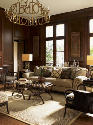 Lexington Tommy Bahama Home Striped Accent Table - Elegant Ribbon Stripe Mahogany Design With Unique Coco Shell Zebra Pattern Tortoise Shell  538-958