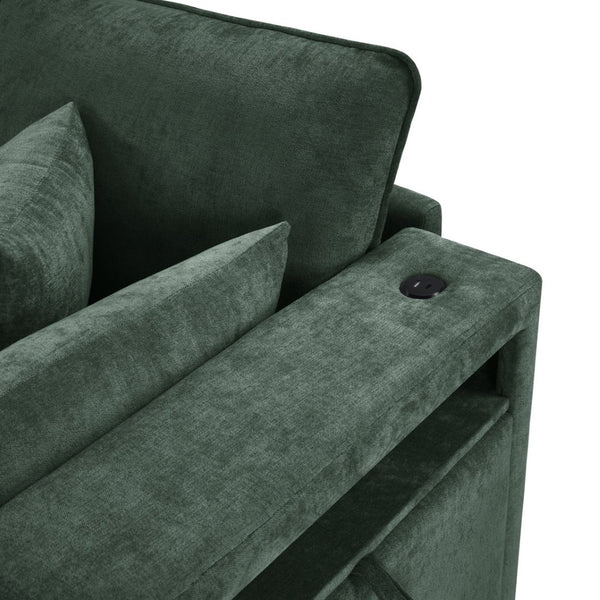 English Elm Swivel Barrel Accent Chair Chenille Tufted Round Club Seat for Living Room Lounge Green N719S002300F