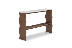 English Elm 47.24" Modern Console Table With White Marble Top & Walnut Wood Veneer - Stylish Entryway Storage Solution W2664P346441