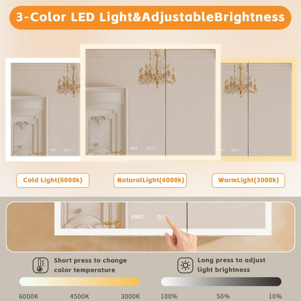 English Elm Lighted Aluminum Medicine Cabinet Smart Mirror with Anti-fog Led and Built-in Usb Outlet W5609P461480