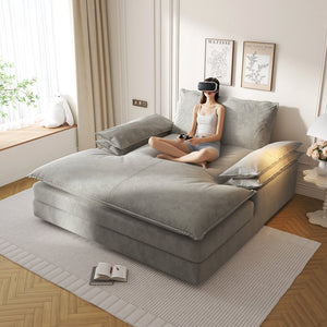 English Elm Modern Oversized Double Chaise Lounge Chair - Luxurious Chenille Sofa For Living Rooms & Reading Nooks W1885S00185