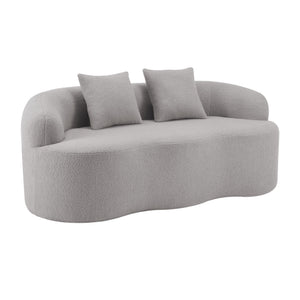 English Elm Grey Curved Loveseat Sofa with Round Armrest, Plush Foam+Spring Comfort, 2 Pillows, No Assembly W3612P332453