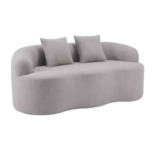 English Elm Grey Curved Loveseat Sofa with Round Armrest, Plush Foam+Spring Comfort, 2 Pillows, No Assembly W3612P332453