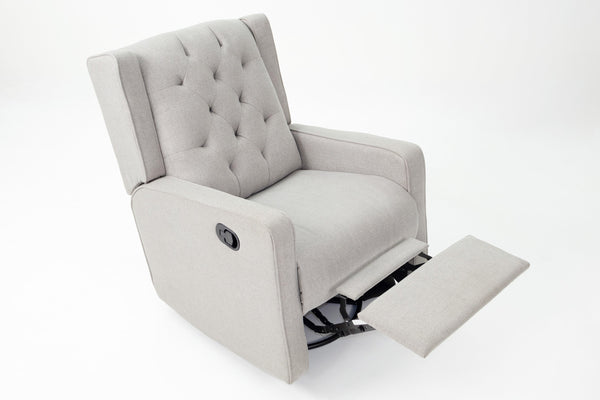 English Elm Swivel Manual Motion Glider Recliner with Diamond Tufted Back, Square Arms & 360° Comfort Rotation Light Gray 31 L x 30 W x 26 H B089P240470