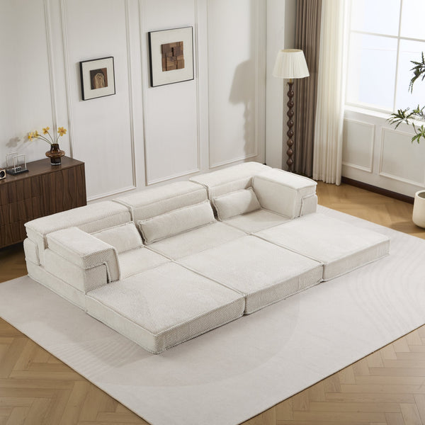 English Elm Compression Mahjong Sofa - Versatile Convertible Floor Bed, Soft Fleece, No Assembly, 3 Pillows W3723S00019