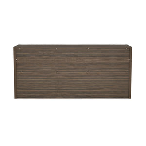 English Elm Linda 72" Walnut Brown 6-Drawer Dresser — Minimalist Low-Profile Design, Rich Wood Grain Storage (72") B365S00065
