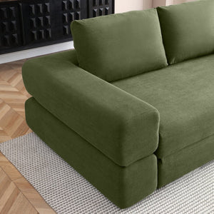 English Elm 81'' Corduroy Floor Sofa Convertible Loveseat Futon Sleeper with Foam Fill and Pillows Green W1117P459731