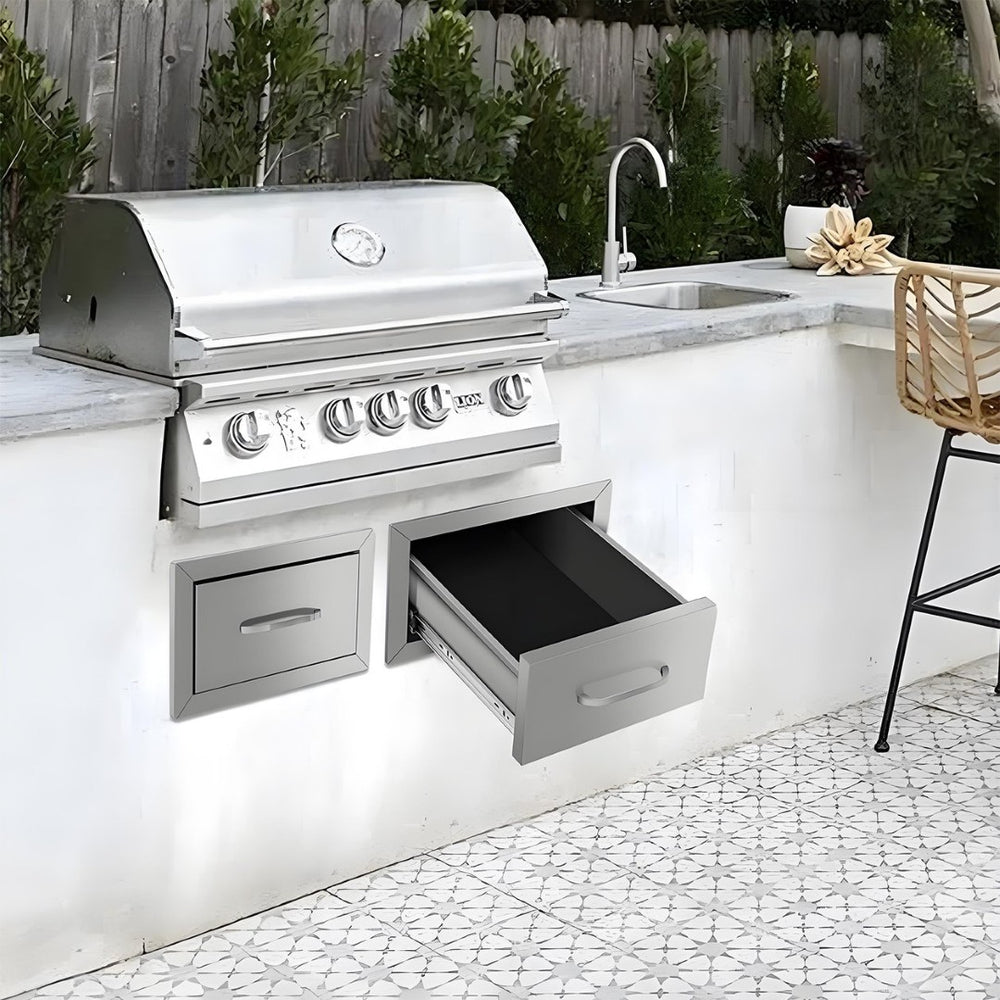 English Elm Drawer Stainless Steel Outdoor Kitchen Cabinet Rust Resistant Compact Storage Unit W3167P303219