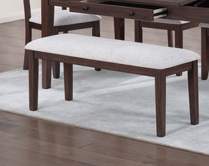 English Elm Contemporary 6Pc Walnut Dining Set With Storage Table, 4 Ladder-Back Chairs & Bench For Family Meals B011S01896