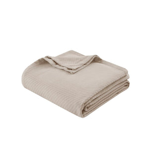 English Elm 1-piece King Cotton Woven Blanket Oeko-tex Certified Lightweight Layering Bedding Beige B035P408741